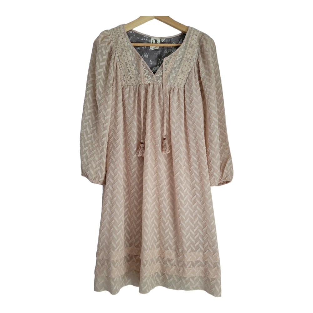 Anthropologie One September Anwen Tassel Peasant Dress Boho Style Size Small